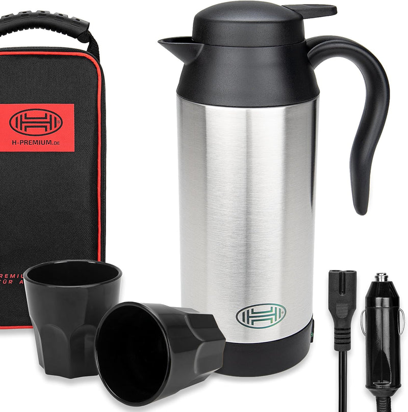 HEYNER® Wasserkocher Reisewasserkocher elektrisch Zigarettenanzünder + Tasche + 2 Becher 750 ml 12V,