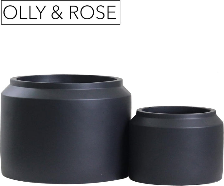 Olly &amp; Rose Porto Pflanztöpfe – Mattschwarzes Keramikglas Design Pflanztöpfe Indoor &amp; Outdoor Set 2