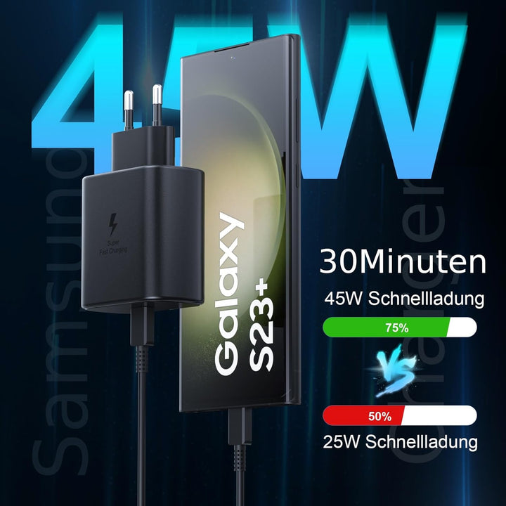 45W Schnellladegerät mit Ladekabel für Samsung Galaxy Tablet Tab A11+, A11, S11, S11 Ultra, S10 Lite
