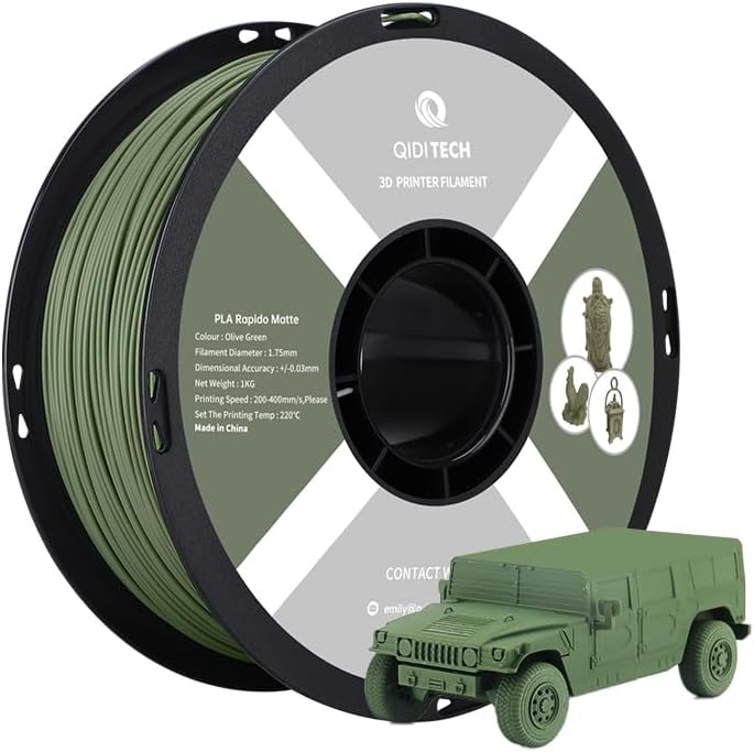 QIDI TECH Matte PLA Rapido Filament 1.75mm, PLA Matte 3D Drucker Filament 1kg Spule (2.2lbs), Geeign