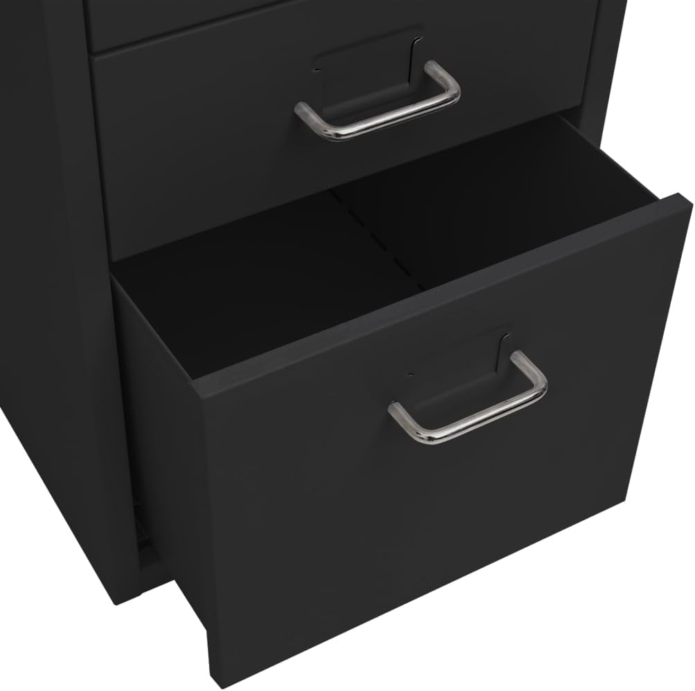 Myheimly Aktenschrank 5 Schubladenmit Rollen Schwarz 28x41x69cm Aktenschrank mit Rollen Rollcontaine