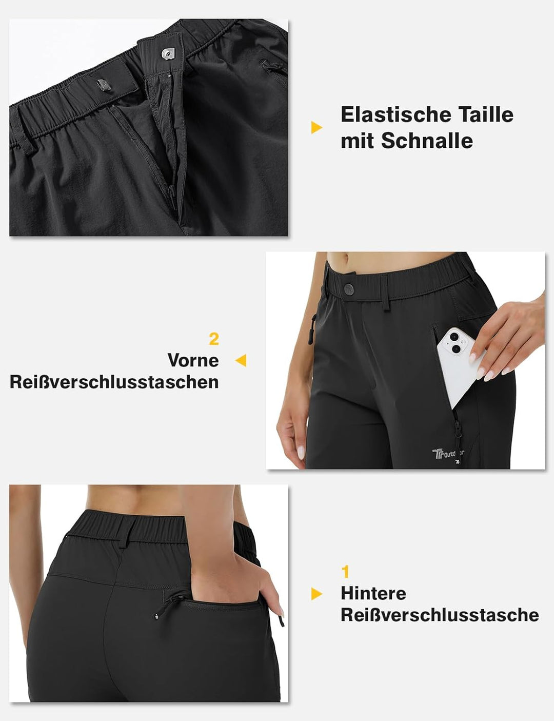 Damen Outdoor Wanderhose Quick Dry Campinghose Ultraleichter Verschleissfester UV-Schutz Atmungsakti