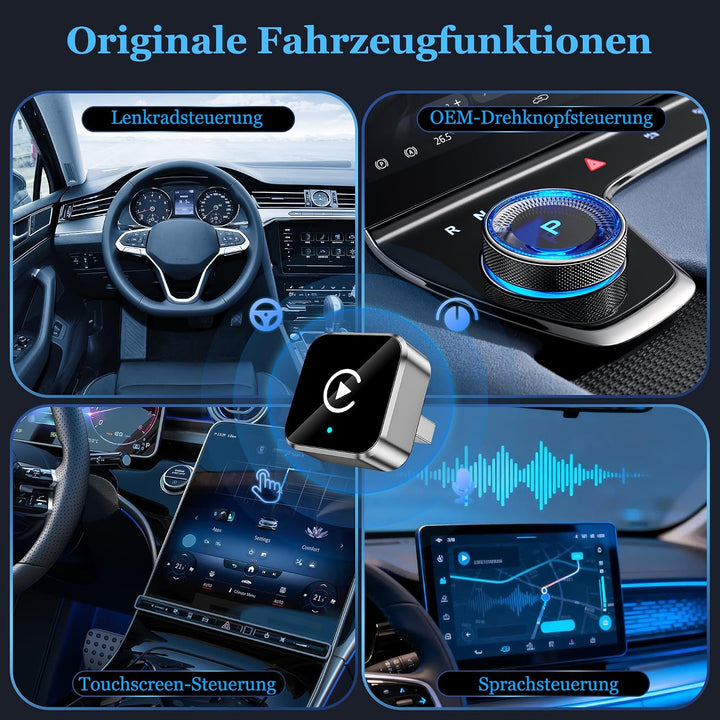Wireless CarPlay &amp; Android Auto Adapter, Plug &amp; Play Dongle, Silver, Silver