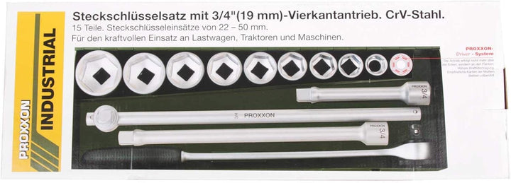 Proxxon 23300 Steckschlüsselsatz 22-50 mm Antrieb 20 mm (3/4") 15-teilig in Stahlbox
