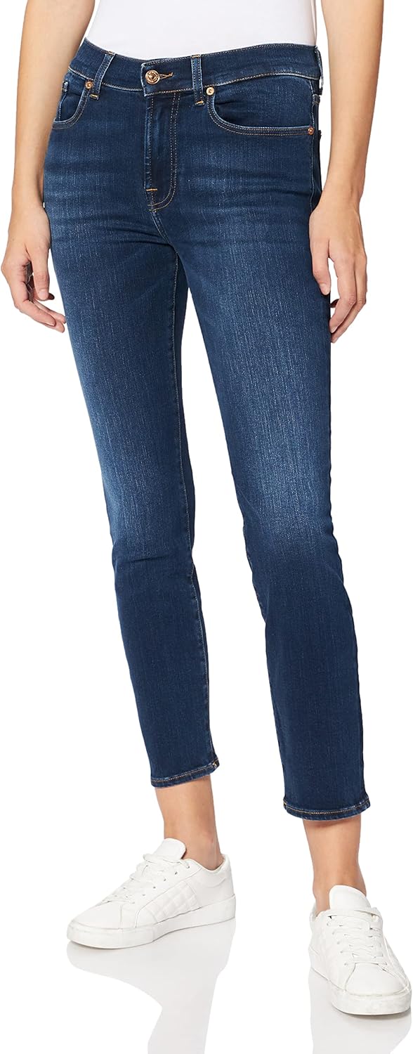 7 For All Mankind Damen Relaxed Skinny Slim Illusion Eco Empower Jeans 25 Dark Blue, 25 Dark Blue