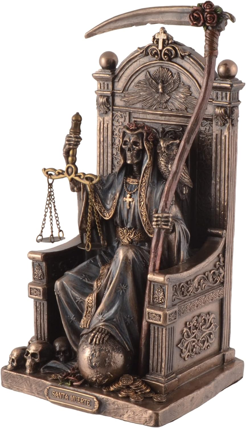 Santa Muerte auf Thron mit Sense und Waage - bronziert/coloriert by Veronese