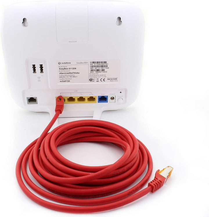 1aTTack.de 7,5m - Cat.7 Netzwerkkabel Rot - 5 Stück Gigabit Ethernet LAN Kabel 10000 Mbit s Patchkab