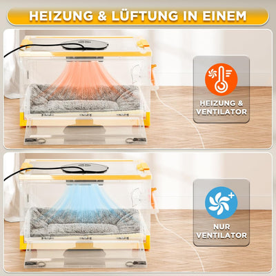 TURBRO 55L Brutkasten/Inkubator für Welpen, Kätzchen, mit präziser Heizungs- und Gebläsesteuerung, m