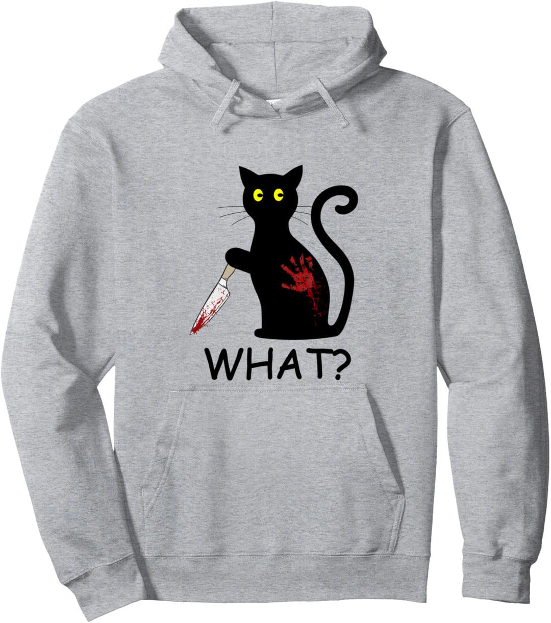 Was? - Katze mit Messer - Horror Cat Halloween Pullover Hoodie