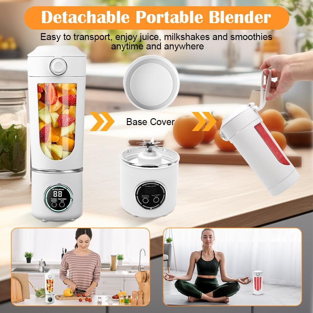 Tragbarer Mixer, 700 ml kleiner Smoothie Mixer, Mini-Standmixer mit 12 Edelstahlklingen und Digitala