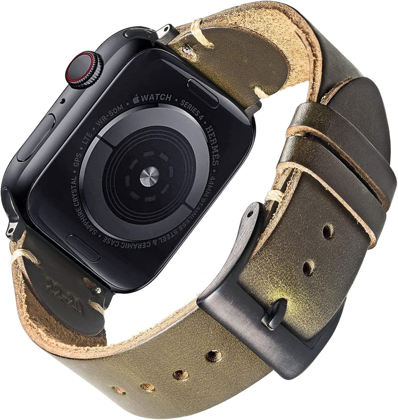 Kompatibel mit Apple Watch Band, Herren Horween Leder Uhrenarmband, Uhrenarmband für iWatch 42 44 45