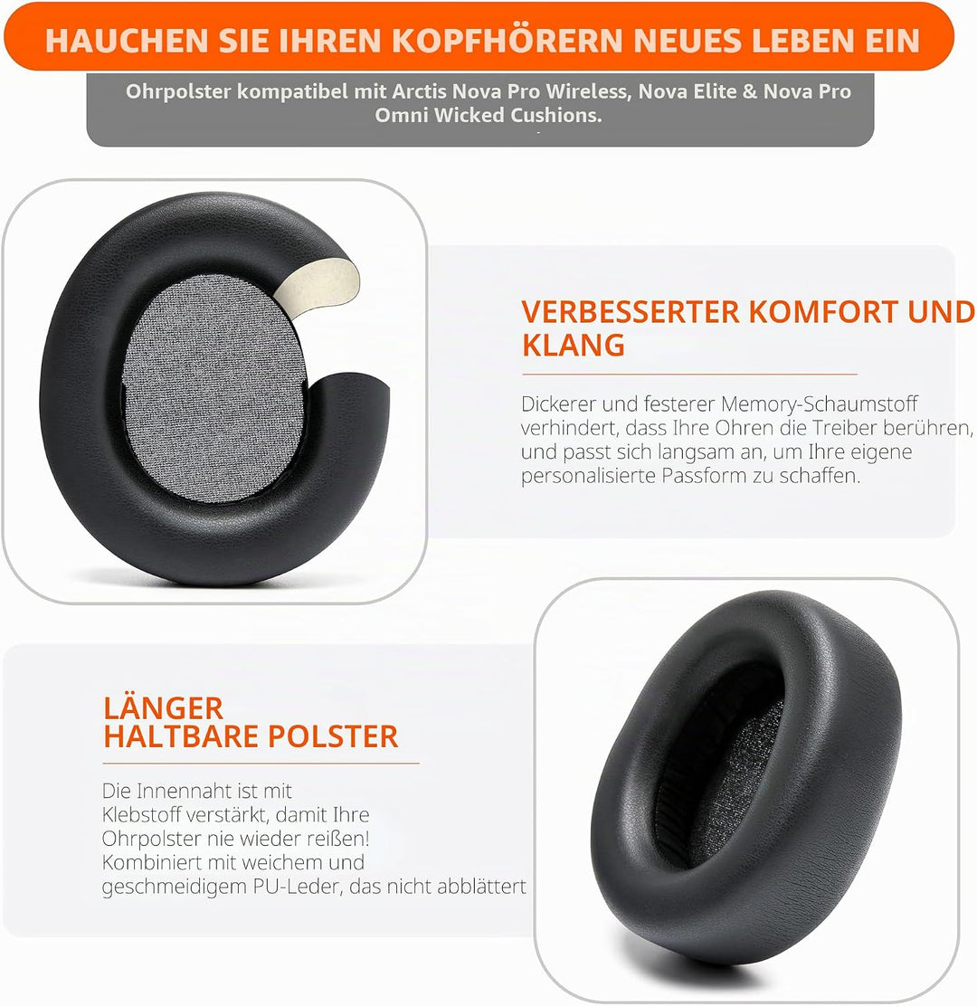 WC PadZ Nova Pro Wireless & Nova Elite – Ersatz-Ohrpolster für Steelseries Arctis Nova Pro Wireless