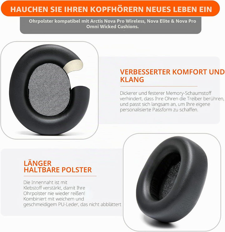 WC PadZ Nova Pro Wireless & Nova Elite – Ersatz-Ohrpolster für Steelseries Arctis Nova Pro Wireless