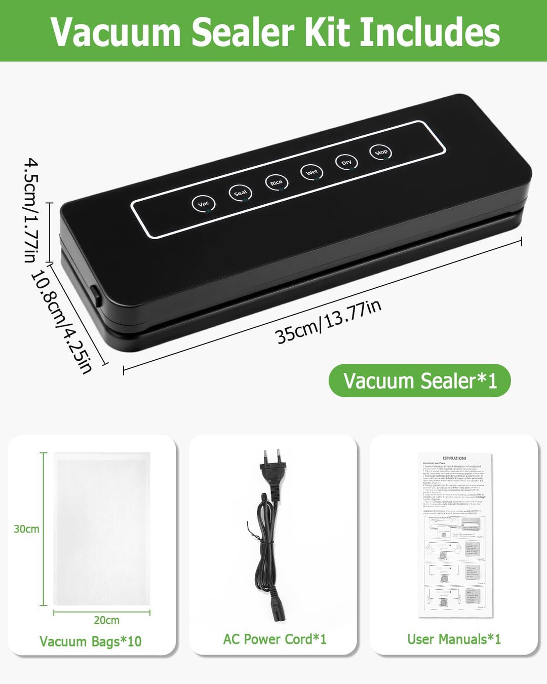Vakuumiergerät 6 in 1, Einschweissgerät Vakuum Sealer für Lebensmittel, Vakuumierer Lebensmittel 8x