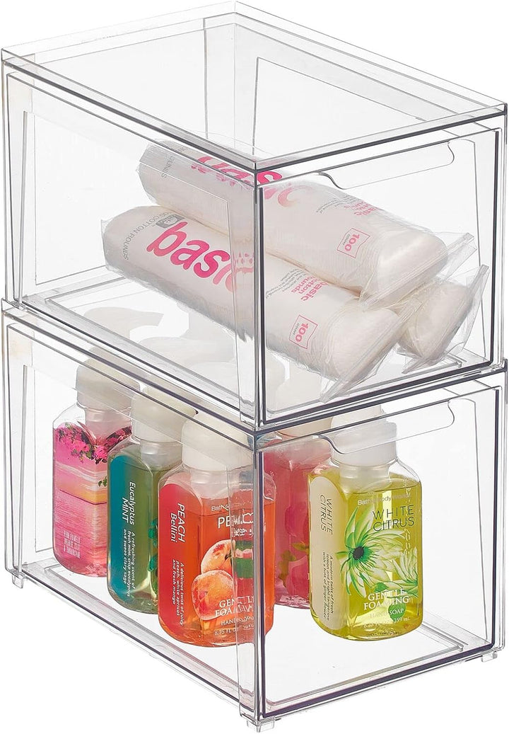 mDesign Kosmetikorganizer – stapelbare Schubladenbox aus Kunststoff – praktische Box zur Aufbewahrun