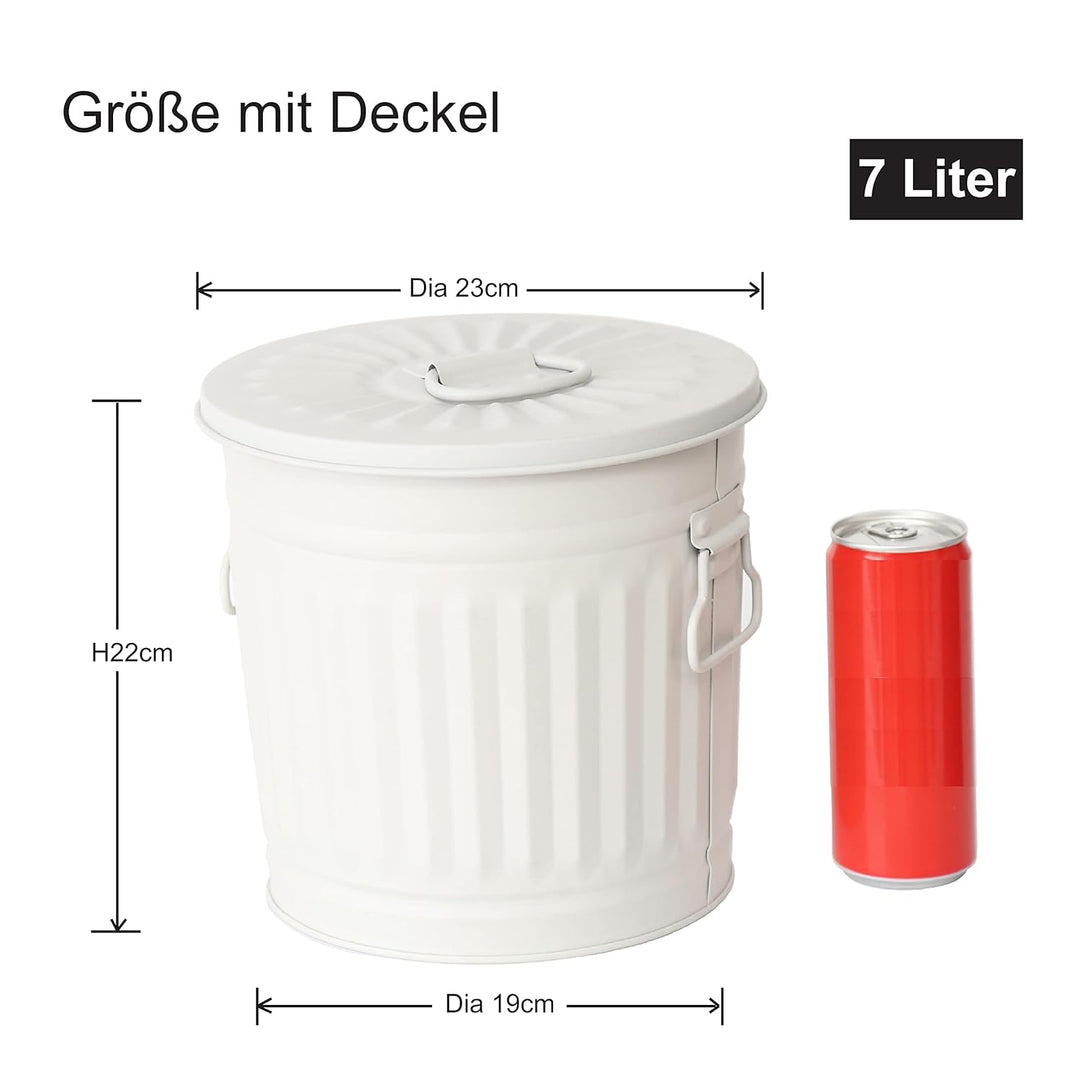 Jinfa 3 Sets Retrodesign Mülleimer mit Deckel | Grau | Ø Höhe 21,5 cm, 7 Liter 3 Stück - 7 Liter - Ø