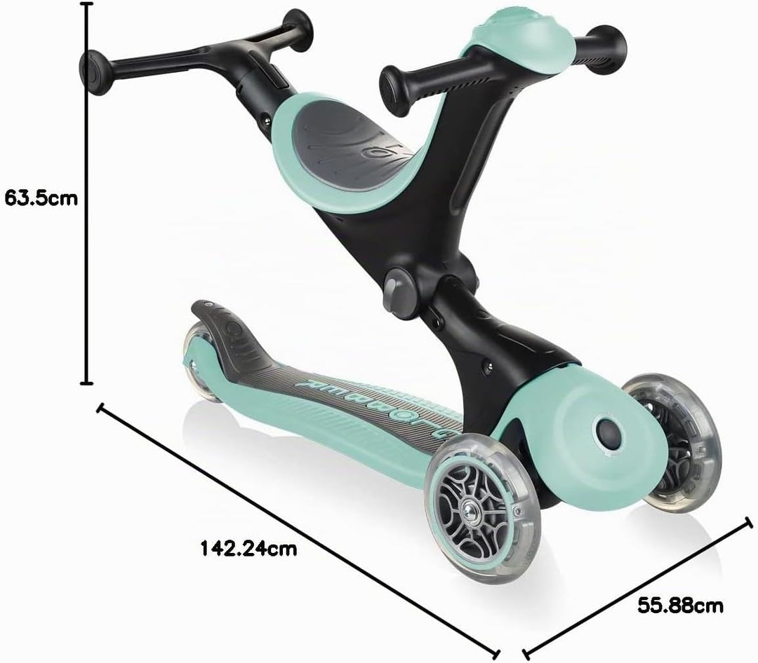 Globber Unisex Jugend Go•up Deluxe – Skalierbarer Tretroller mit 3 Rädern und Sitz für Kinder Von 15