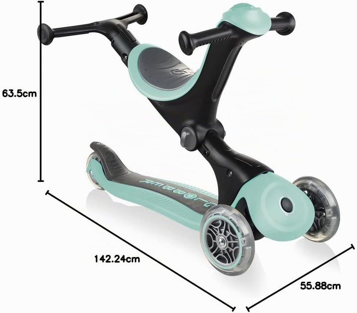 Globber Unisex Jugend Go•up Deluxe – Skalierbarer Tretroller mit 3 Rädern und Sitz für Kinder Von 15