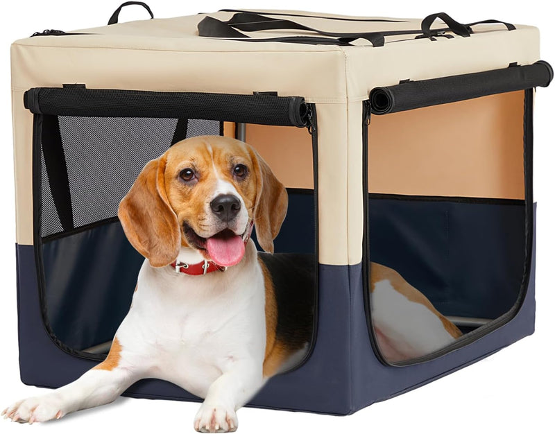 A 4 Pet Hundebox Faltbar für Mittelgrossen Hunde Hundetransporttasche,Auto Hundebox (M, Blau) M Blau