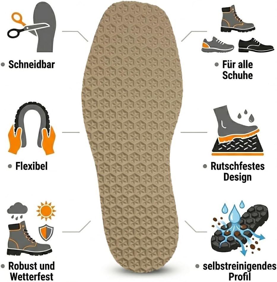 Langlauf Schuhbedarf Schuhreparatur Sohle Ivoire Star - Zellkautschuk Langsohle - Schuhsohle - Anti