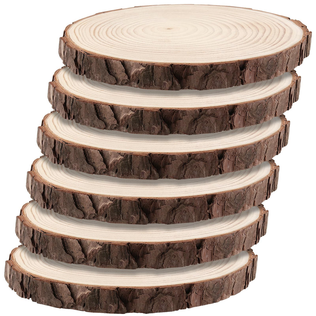6 Stück 18-20cm Unvollendete Holzkreise, Natur Holzscheiben Rund Baumscheiben, Klein Holzscheiben zu