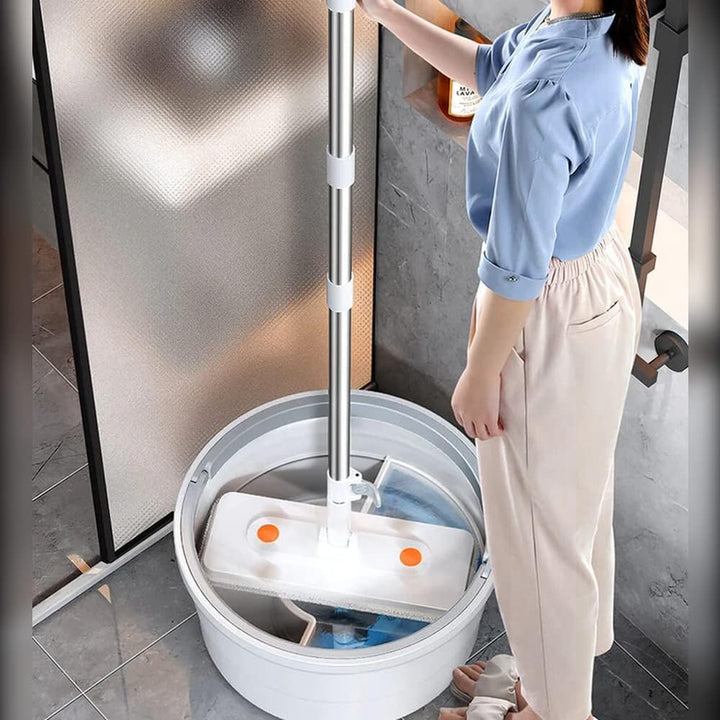 Fregona autolimpiante con mango ajustable y cubo para escurrir Weiss, Weiss