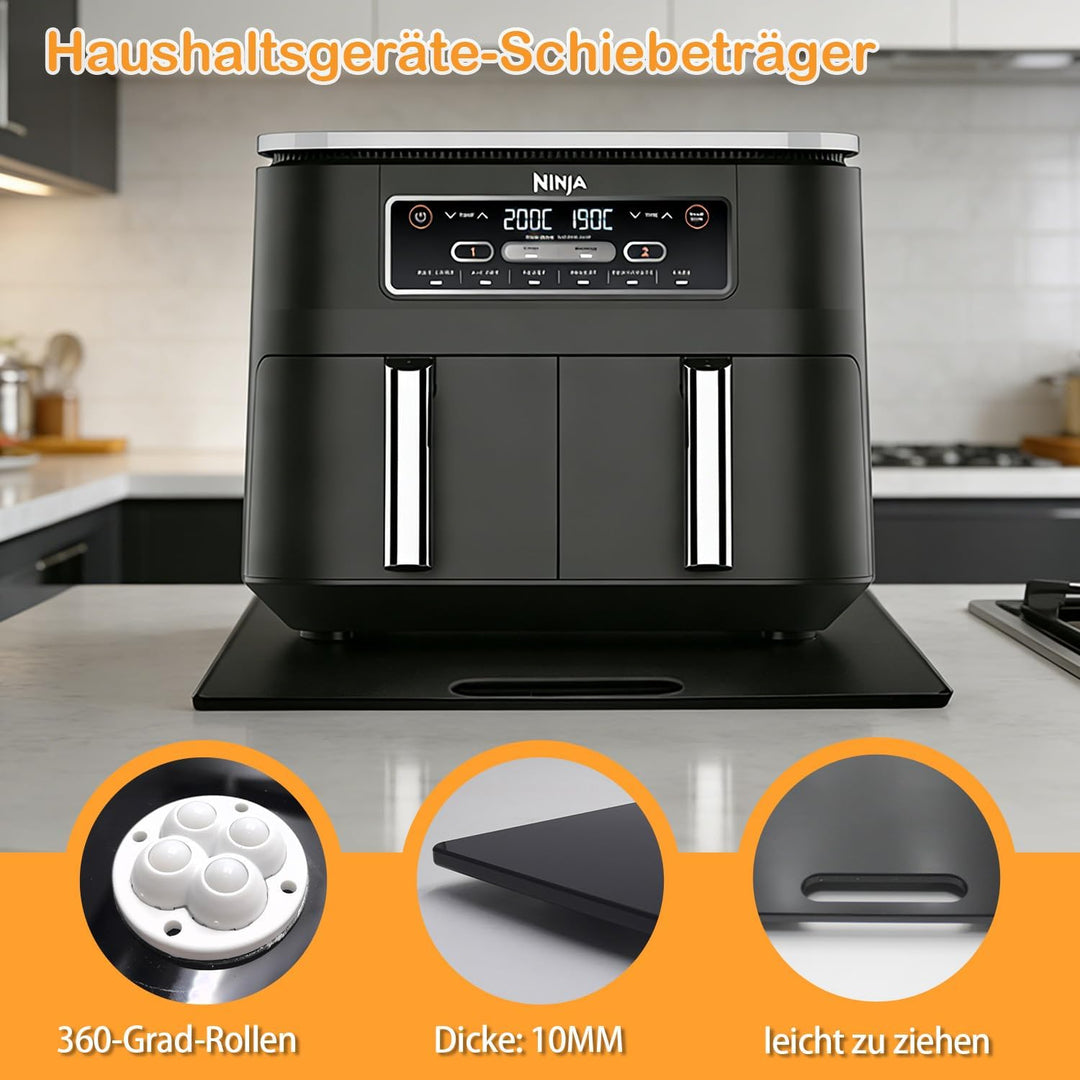 Gleitbrett für Ninja Foodi MAX Dual Zone Air Fryer –mit 360° Rollen | Stabile bewegen für Küchengerä