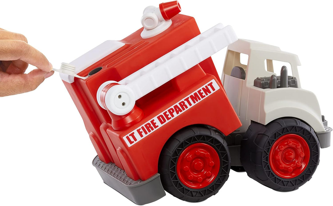little tikes 655791EUC Dirt Digger Feuerwehrwagen für Kleinkinder-Spritzt Wasser-Ausziehbare, drehba