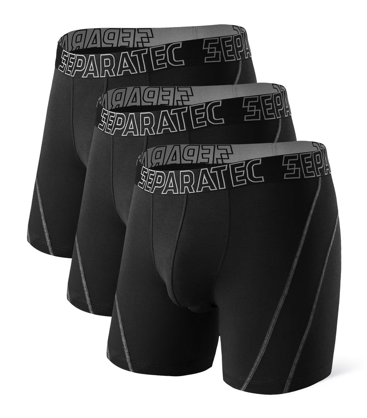 Separatec Herren Boxershorts Glattes Bambus Rayon mit getrennten Beuteln Unterwäsche 3er Pack Boxers