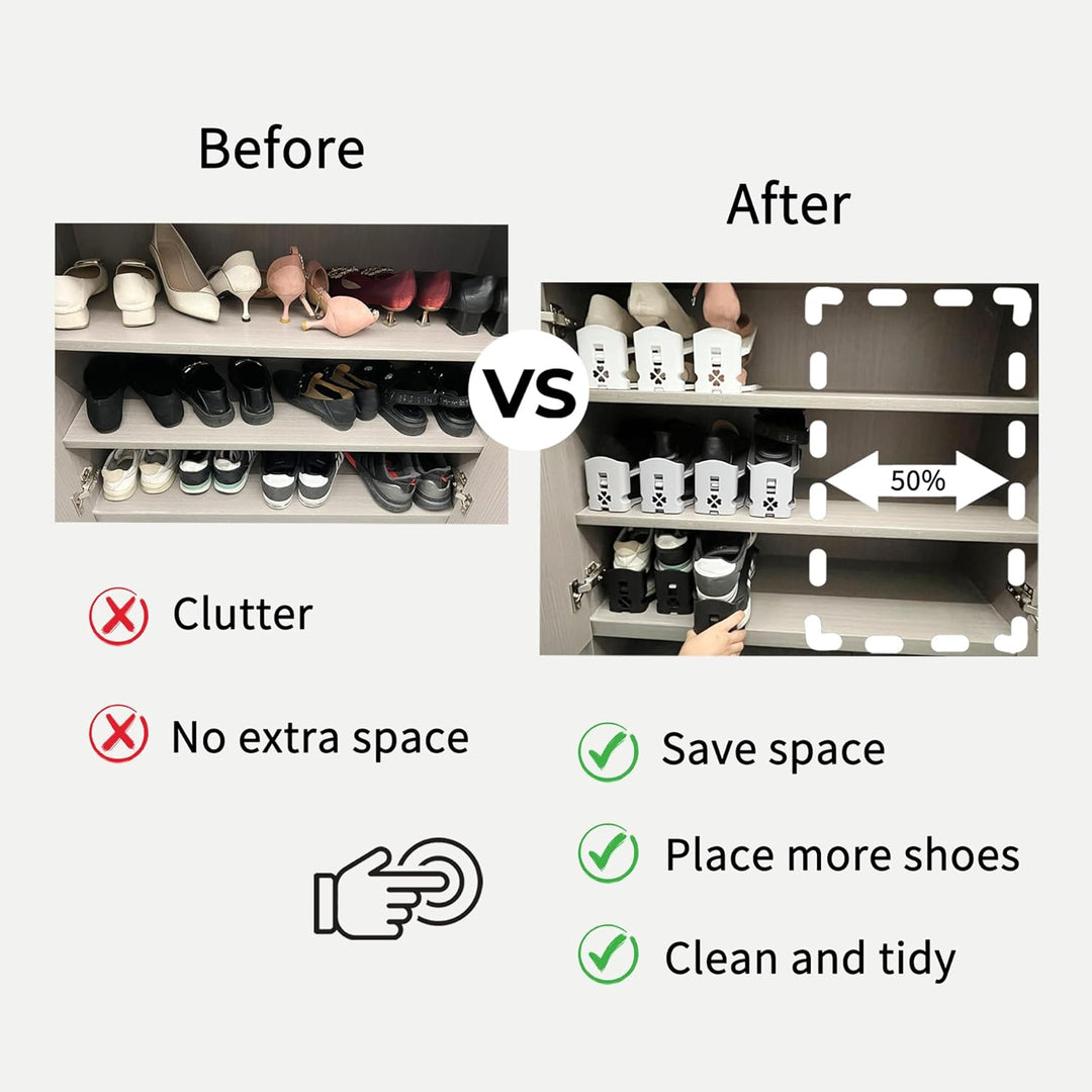 10 Stück Schuhschlitzversteller, doppellagig, verstellbar, Schuhregal, platzsparend, im Kleiderschra