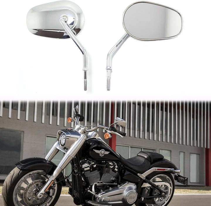 M8 10mm Chrom Motorrad Rückspiegel Seitenspiegel Rückspiegel Für Fatboy Softail Sportster 883 Eisen