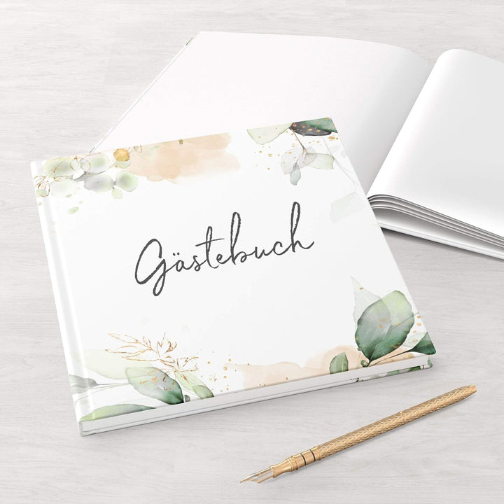 DeinWeddingshop Gästebuch Hochzeit | 104 Seiten | 52 Blatt | Hardcover DIN A4 quer | Hochzeitsgästeb