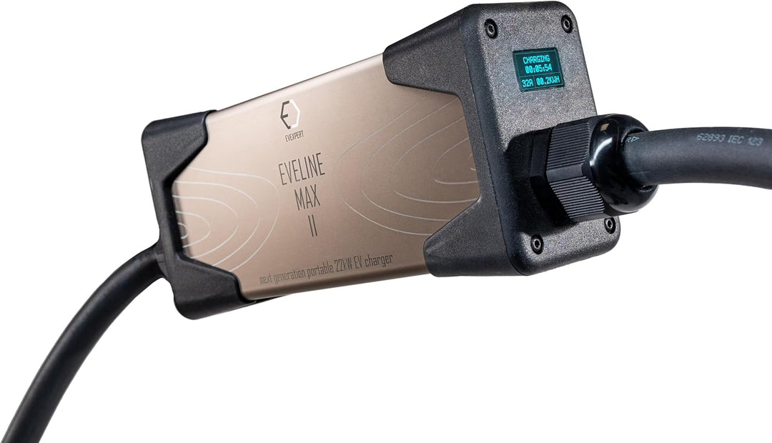 Eveline Max II Smart tragbares Ladegerät Typ2 - CEE 5-pin (RCD FI A-EV) | 16-32A | 3-phasig | 5-8M +