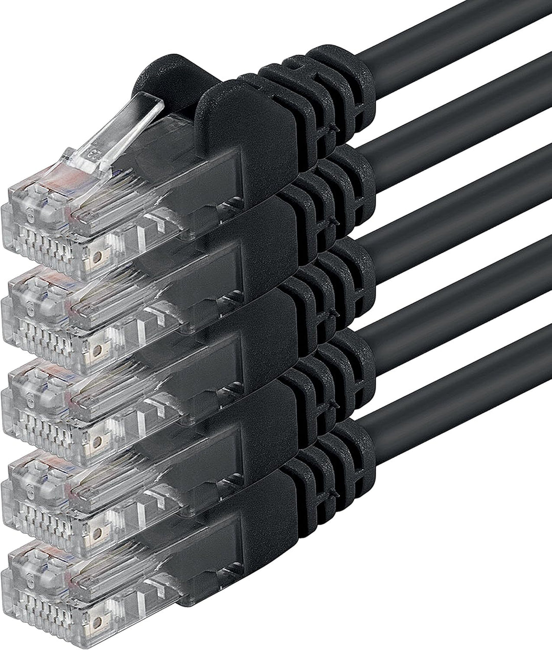 1aTTack.de 5m - schwarz - 5 Stück - (PACK) - CAT.6 CAT6 Ethernet-LAN-Netzwerk-Kabel 1000 Mbit/s Patc