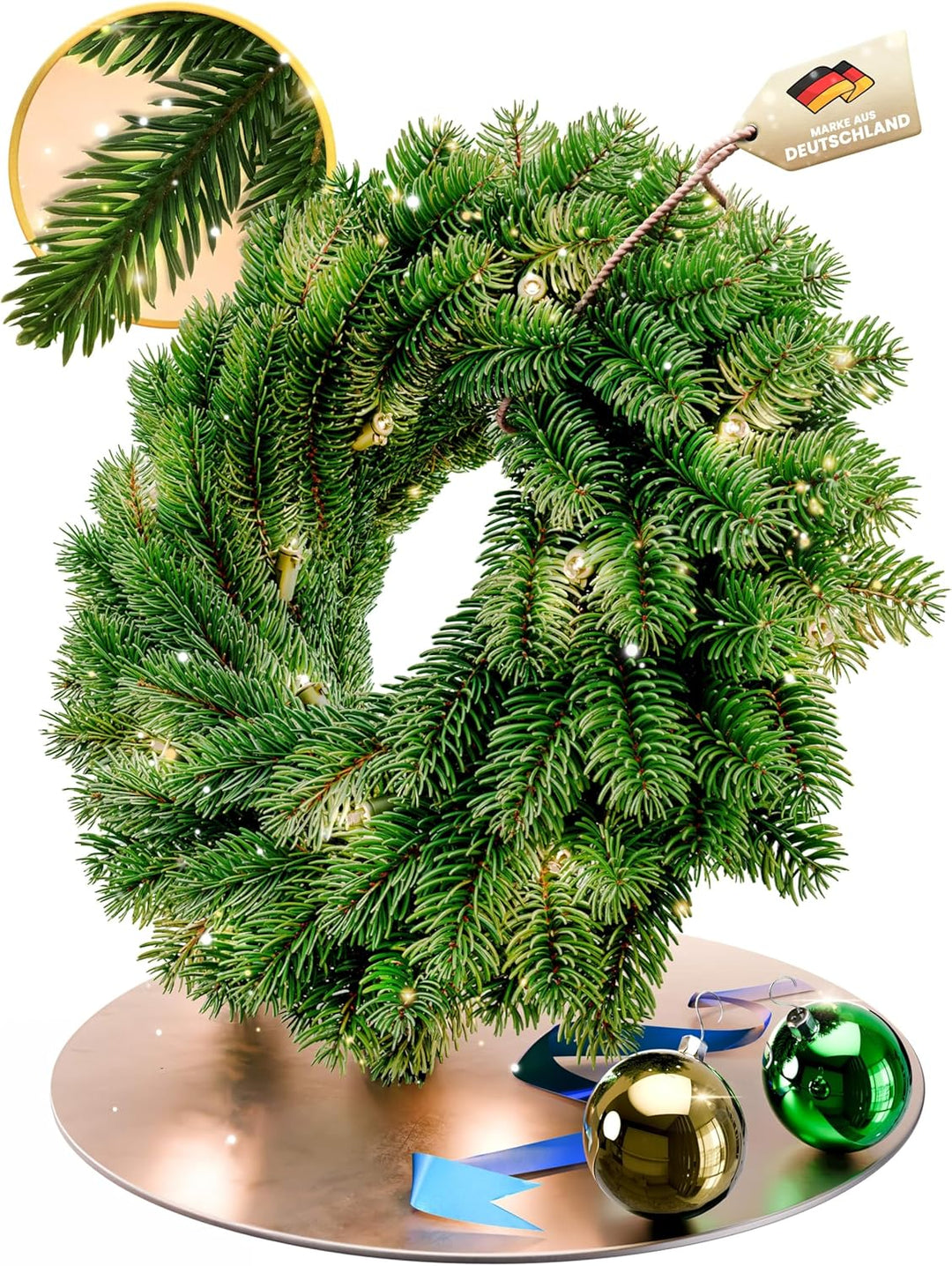 ArtiTree - Weihnachtskranz für Tür, Adventskranz, Weihnachtsdeko, Künstlicher Tannenkranz - 80cm (80
