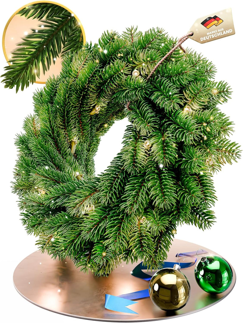 ArtiTree - Beleuchteter Weihnachtskranz für Tür - Adventskranz mit LED, Weihnachtsdeko für Aussen un