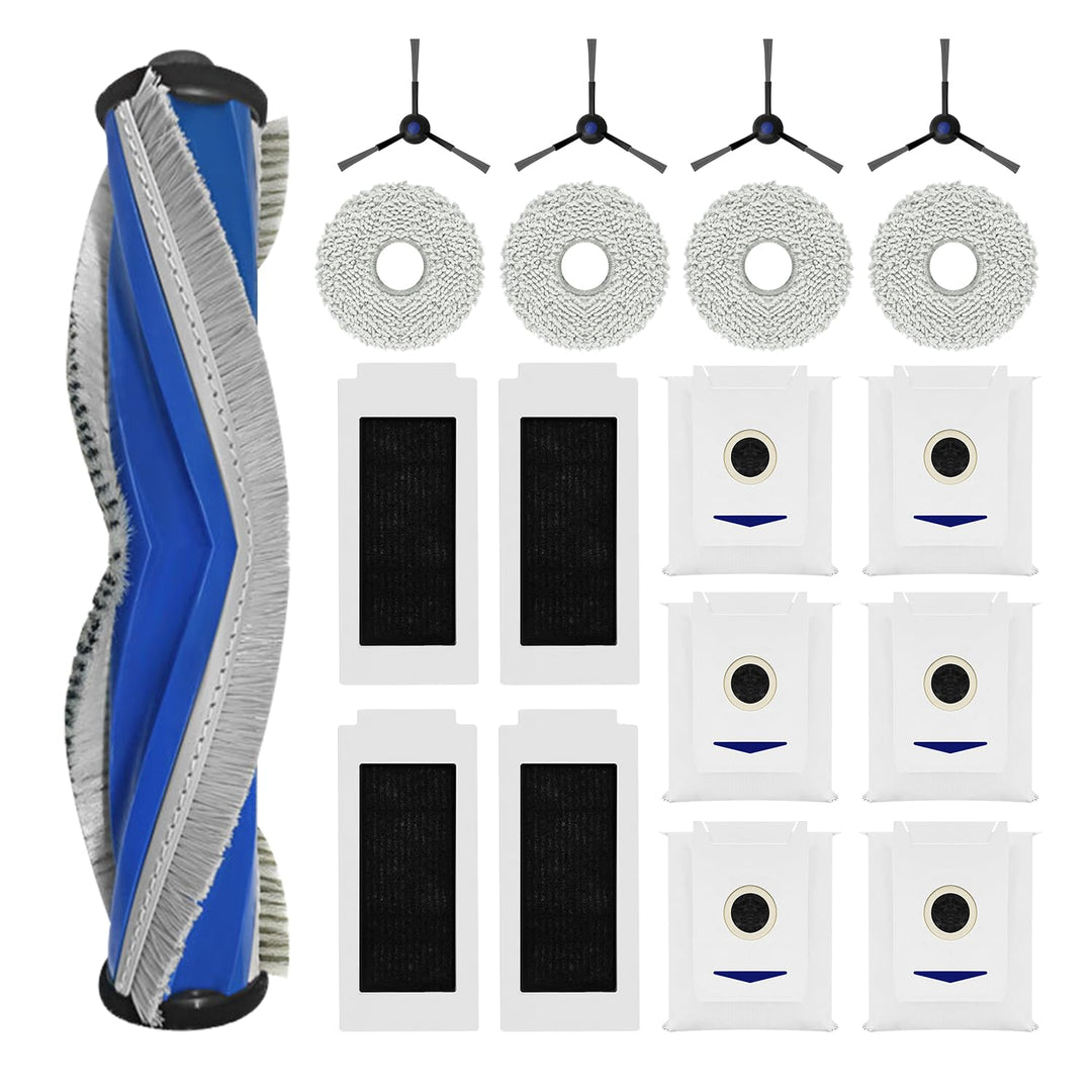 19 Stück Zubehörset für ECOVACS DEEBOT T30 PRO Omni, 1 Gummi-Hauptbürste,4 Filters,4 Wischtücher,4 S