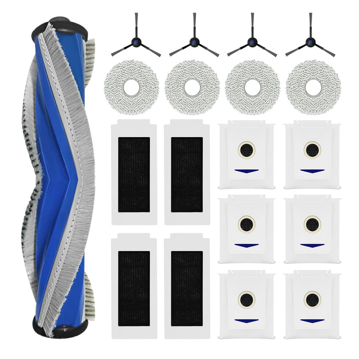 19 Stück Zubehörset für ECOVACS DEEBOT T30 PRO Omni, 1 Gummi-Hauptbürste,4 Filters,4 Wischtücher,4 S