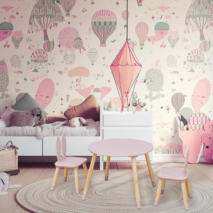 Rebecca Mobili Set mit Tisch und 2 Stühlen für Kinder, Tisch für Kinder mit Sitzen, rosa braun, MDF