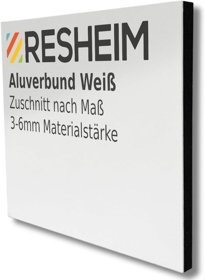RESHEIM 3-6 mm Aluverbundplatte Weiss Zuschnitt nach Mass Aluminium Verbund Platte Materialstärke un