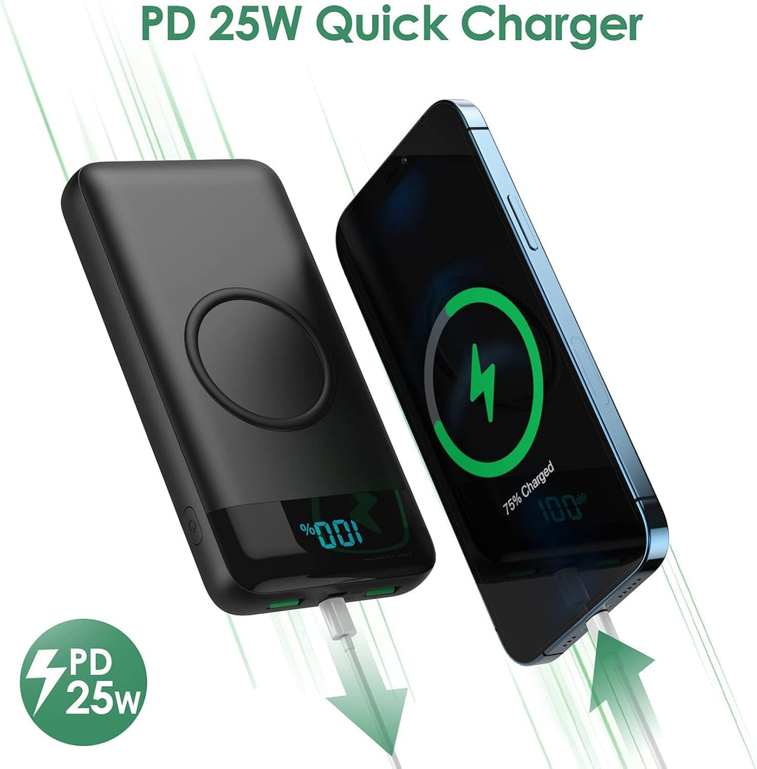 Wireless Powerbank Schnellladen 26800mAh, Power Bank 25W PD3.0+QC4.0, 15W Wireless Charger Powerbank