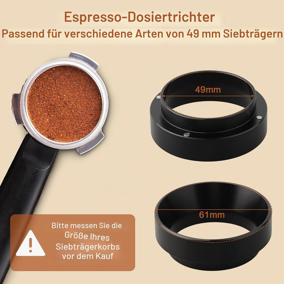 49 mm magnetischer Dosiertrichter Espressokocher Dosierring Trichter verstellbares kontinuierliches