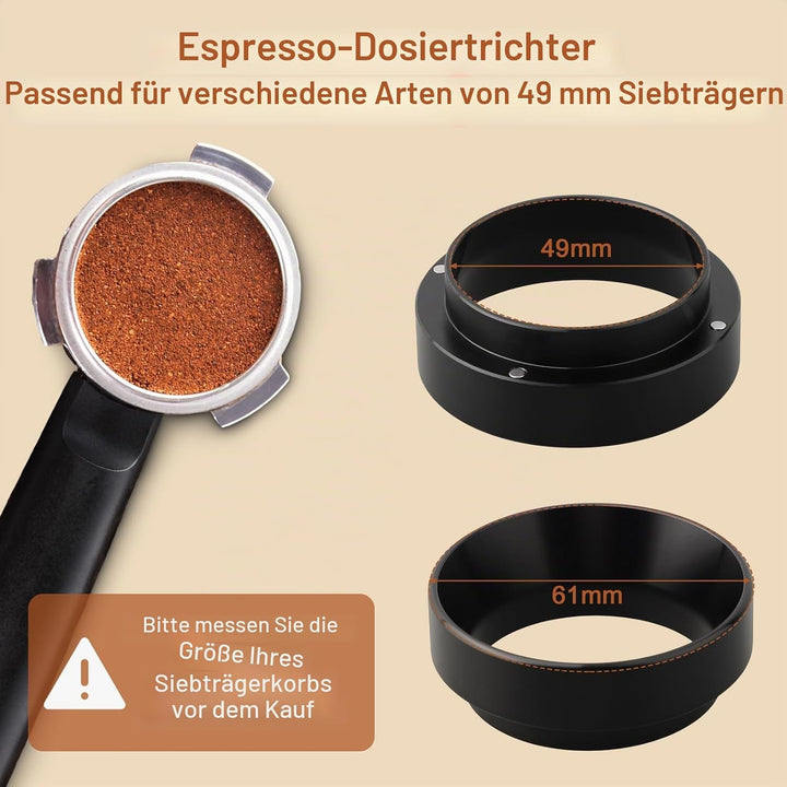 49 mm magnetischer Dosiertrichter Espressokocher Dosierring Trichter verstellbares kontinuierliches