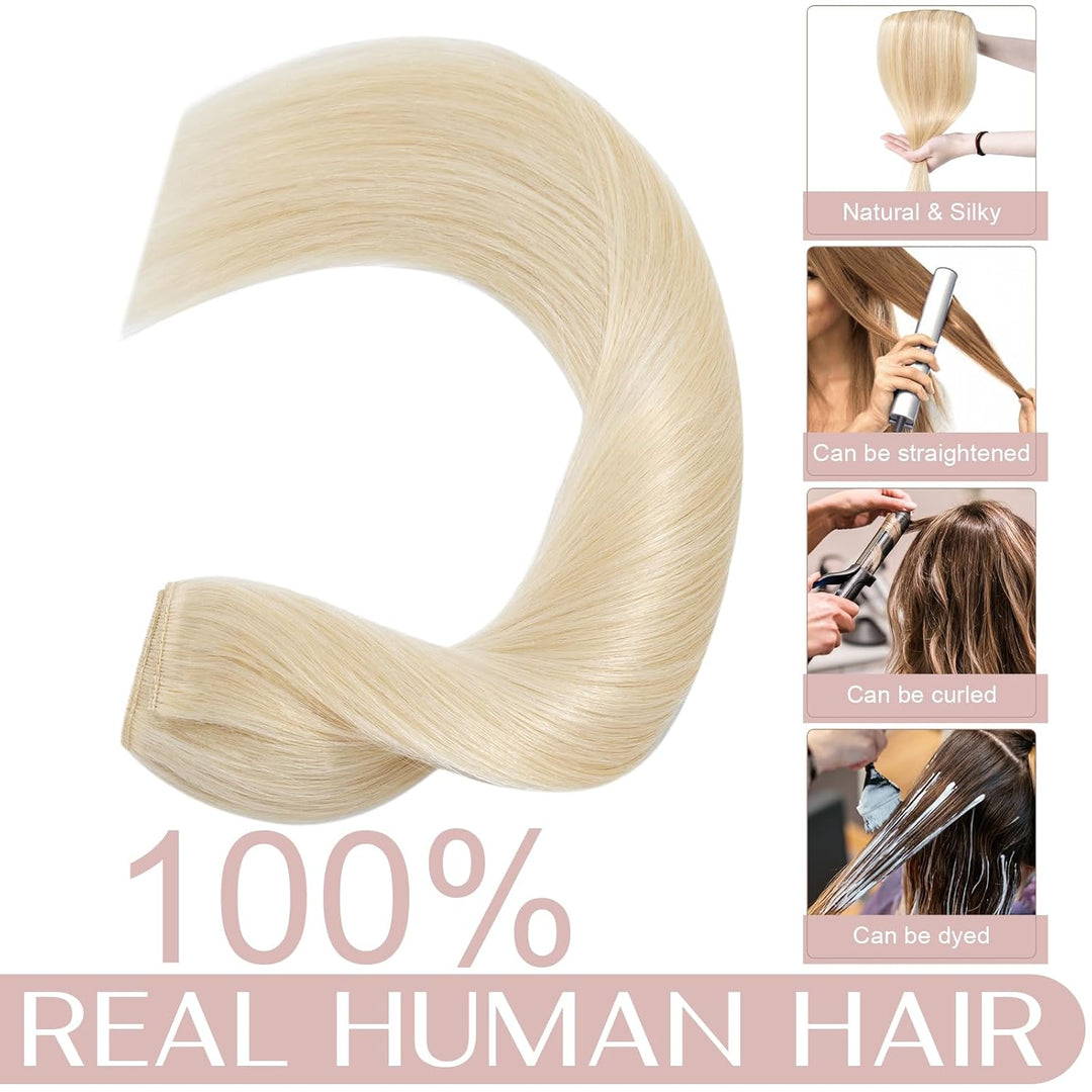 SEGO Clip in Extensions Echthaar 1 Tresse Haarverlängerungen Remy 7A ein Teilig Set 5 Klips Haarteil