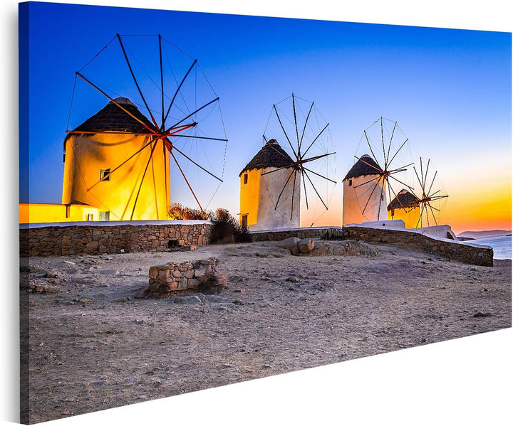 islandburner Bild auf Leinwand Mykonos Kato Mili Windmühle Griechenland Bilder Wandbilder Poster Lei
