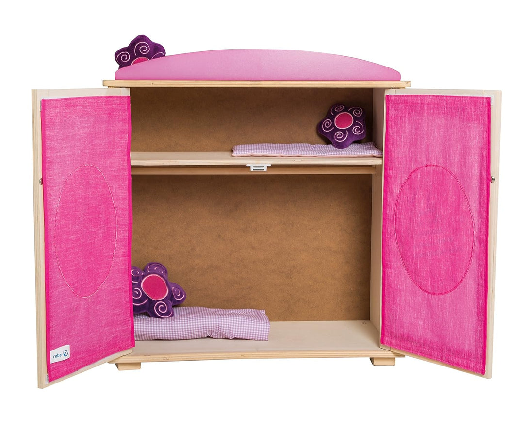 roba Puppenkleiderschrank Serie „Happy Fee“, Puppenmöbel zum Verstauen von Puppenkleidung und Puppen