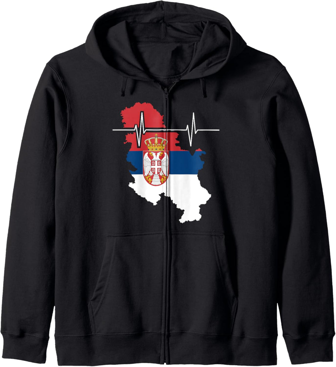 Serbien Karte mit Herzschlag Vintage Flagge Serbien Kapuzenjacke