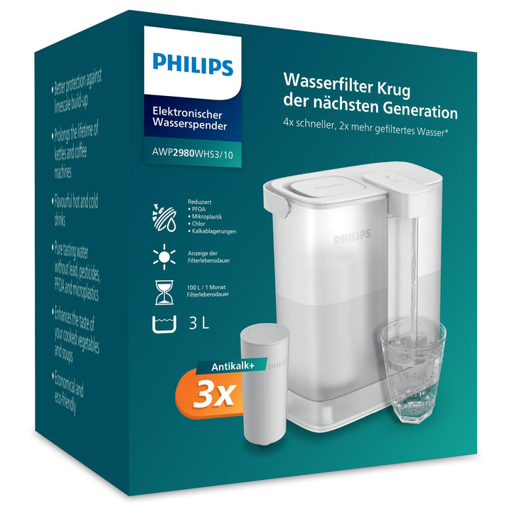 Philips Water Wasserdispenser für gefiltertes Wasser auf Knopfdruck (3L) – Frisches und sauberes Was