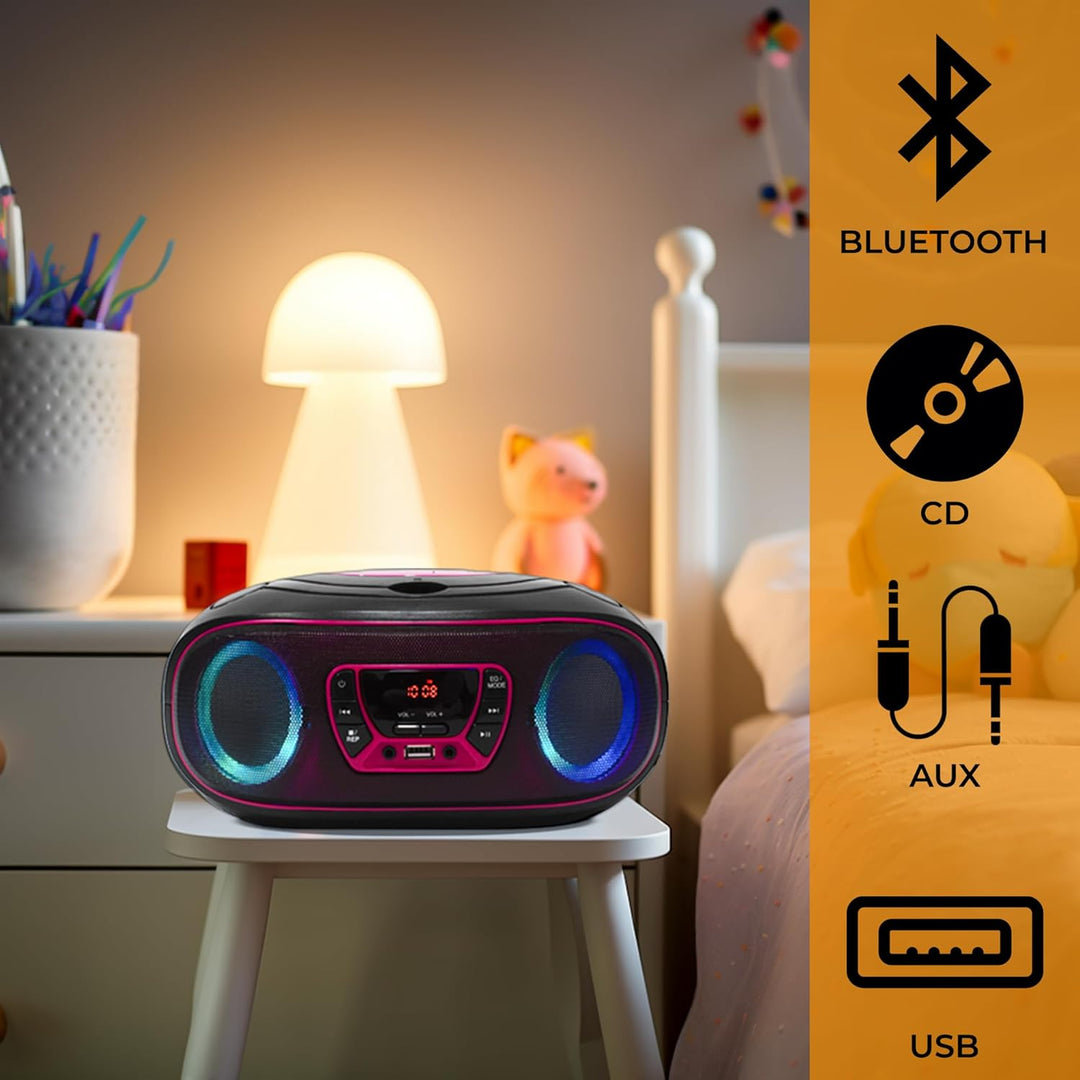 Denver Electronics TCL-212BT CD-Radio UKW AUX, CD, USB, Bluetooth Stimmungslicht Pink, 111141300011