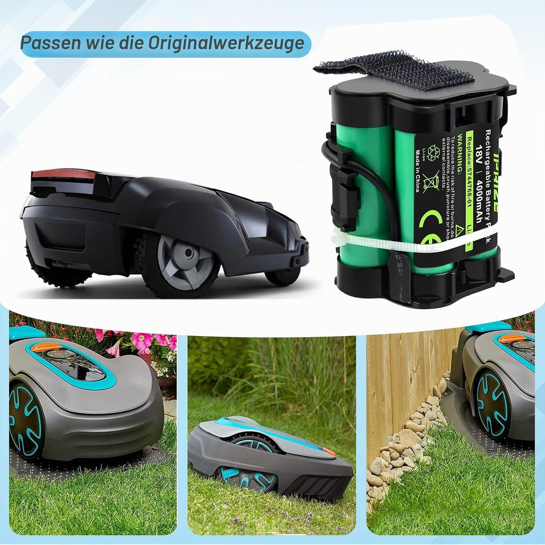 iPrize 18V 4000mAh Li-ion Ersatzakku Kompatibel mit Gardena Mähroboter R38Li R40Li R45Li R50Li R70Li